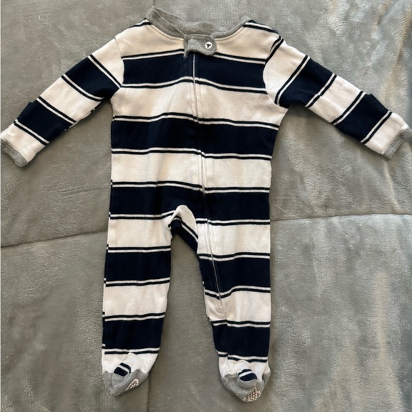 Burt’s Bees Newborn Striped long sleeve onesie blue and white - Picture 1 of 2